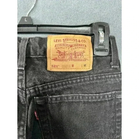 Vtg Levis 521 Jeans Womens 10M 27x30 Black Denim Tapered Fit Leg High Rise 90s - Picture 4 of 10